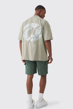 Oversized Extended Neck Heavyweight Back Embroidered T-shirt | BoohooMAN UK