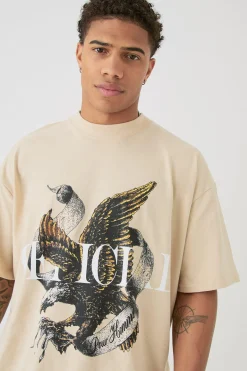 Oversized Extended Neck Heavyweight Official Bird Graphic T-shirt | BoohooMAN UK