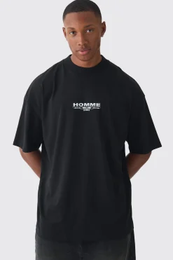 Oversized Extended Neck Homme Butterfly Print T-shirt | BoohooMAN UK