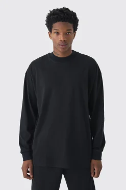 Oversized Extended Neck Heavyweight Long Sleeve T-shirt | BoohooMAN UK