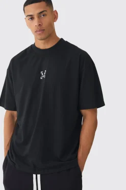 Oversized Extended Neck Heavyweight M Branded T-shirt | BoohooMAN UK