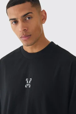 Oversized Extended Neck Heavyweight M Branded T-shirt | BoohooMAN UK