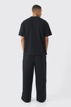 Oversized Extended Neck Heavyweight Woven Tab T-shirt | BoohooMAN UK