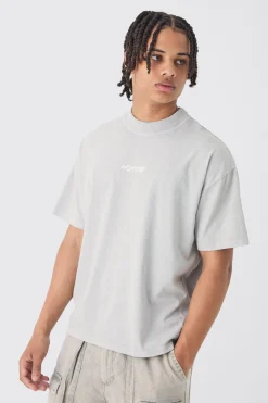 Oversized Extended Neck Homme Print T-Shirt | BoohooMAN UK