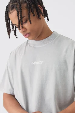 Oversized Extended Neck Homme Print T-Shirt | BoohooMAN UK