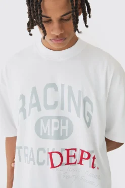 Oversized Extended Neck Heavy Racing T-shirt | BoohooMAN UK