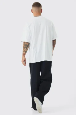 Oversized Extended Neck Heavy Line Drawing Print T-Shirt | BoohooMAN UK