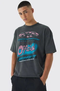 Oversized Extended Neck Homme Back Print T-Shirt | BoohooMAN UK