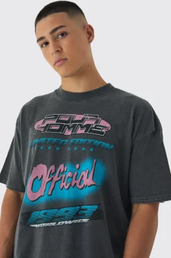 Oversized Extended Neck Homme Back Print T-Shirt | BoohooMAN UK