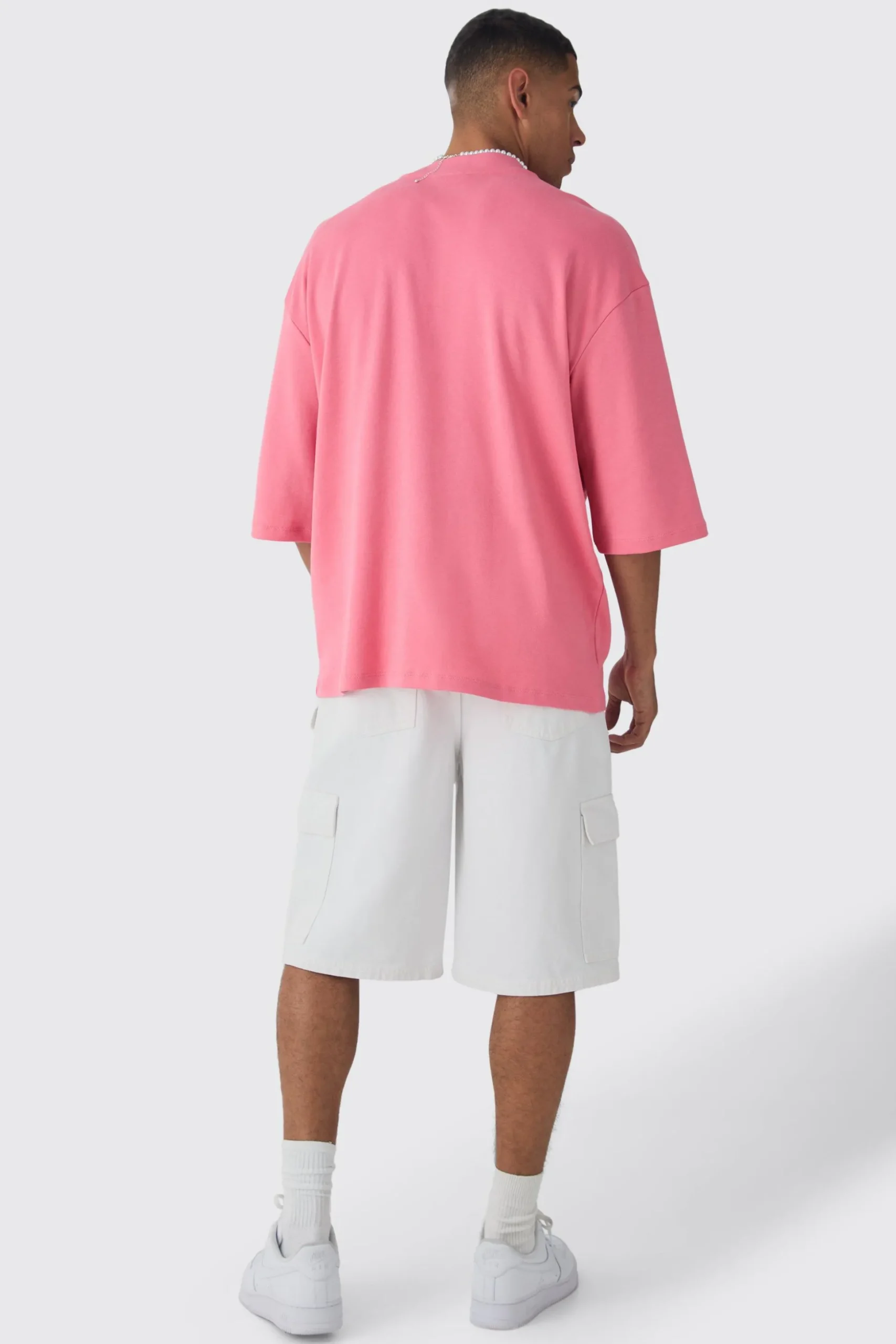 Oversized Extended Neck Interlock Graphic T-shirt | BoohooMAN UK