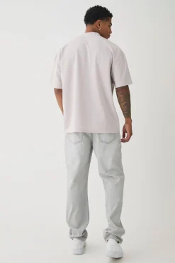 Oversized Extended Neck Jersey Twill Official Embroidery T-shirt | BoohooMAN UK