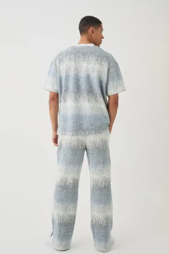 Oversized Extended Neck Jacquard T-shirt | BoohooMAN UK