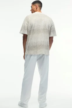 Oversized Extended Neck Jacquard T-shirt | BoohooMAN UK