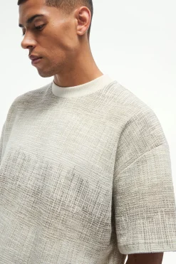 Oversized Extended Neck Jacquard T-shirt | BoohooMAN UK