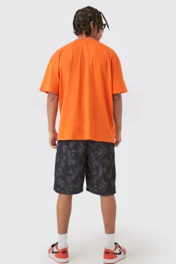 Oversized Extended Neck Limited Edition T-shirt & Basketball Set | BoohooMAN UK