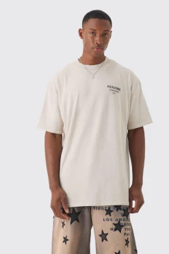 Oversized Extended Neck Life Is A Game Washed Slogan T-shirt | BoohooMAN UK