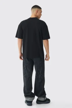 Oversized Extended Neck Large Scale Till Dawn Print T-Shirt | BoohooMAN UK