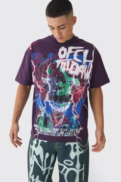 Oversized Extended Neck Large Scale Till Dawn Print T-Shirt | BoohooMAN UK