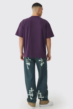 Oversized Extended Neck Large Scale Till Dawn Print T-Shirt | BoohooMAN UK