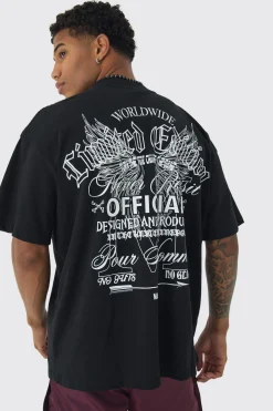 Oversized Extended Neck Limited Edition Back Print T-Shirt | BoohooMAN UK