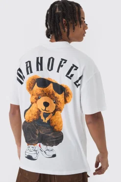 Oversized Extended Neck Large Scale MAN OFCL Teddy Print T-Shirt | BoohooMAN UK