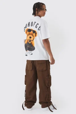 Oversized Extended Neck Large Scale MAN OFCL Teddy Print T-Shirt | BoohooMAN UK
