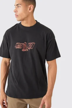 Oversized Extended Neck M Graphic T-shirt | BoohooMAN UK