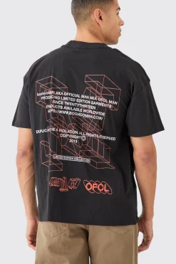 Oversized Extended Neck M Graphic T-shirt | BoohooMAN UK