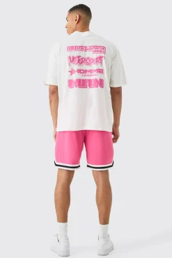 Oversized Extended Neck Moto Graphic T-shirt | BoohooMAN UK