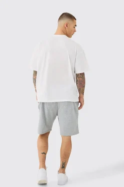 Oversized Extended Neck Moon Large Graphic Shorts Set | BoohooMAN UK