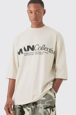 Oversized Extended Neck Man Collective T-shirt | BoohooMAN UK