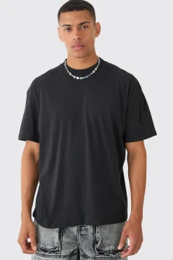Oversized Extended Neck Mask Back Print T-shirt | BoohooMAN UK
