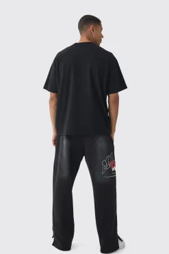 Oversized Extended Neck Major Printed T-Shirt | BoohooMAN UK