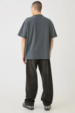 Oversized Extended Neck Official Embossed T-shirt | BoohooMAN UK