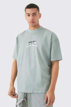 Oversized Extended Neck OFCL Racing Acid Wash T-shirt | BoohooMAN UK