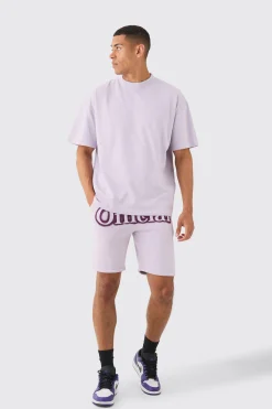 Oversized Extended Neck Official Spray Graffiti T-shirt And Shorts Set | BoohooMAN UK