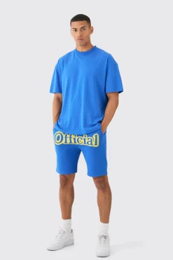 Oversized Extended Neck Official Spray Graffiti T-shirt And Shorts Set | BoohooMAN UK