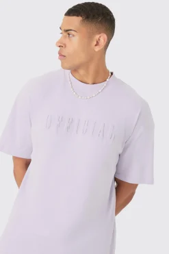 Oversized Extended Neck Official Embossed T-shirt And Relaxed Short Set | BoohooMAN UK