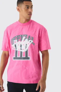 Oversized Extended Neck Official Graffiti Print Wash T-shirt | BoohooMAN UK