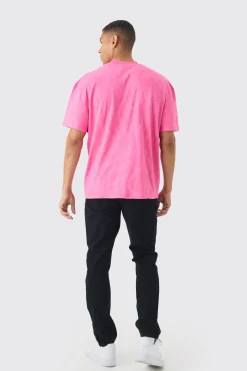 Oversized Extended Neck Official Graffiti Print Wash T-shirt | BoohooMAN UK