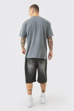 Oversized Extended Neck OFCL Skull Wash T-shirt | BoohooMAN UK