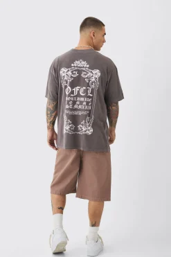 Oversized Extended Neck Overdye T-shirt | BoohooMAN UK