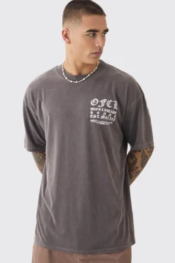 Oversized Extended Neck Overdye T-shirt | BoohooMAN UK
