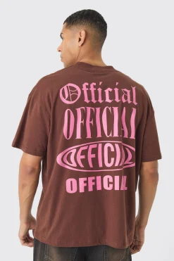 Oversized Extended Neck Official Back Print T-Shirt | BoohooMAN UK