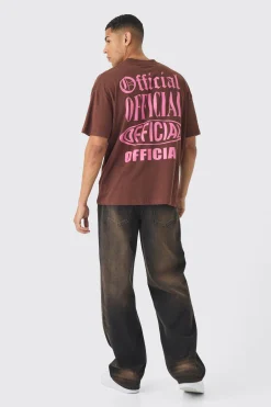 Oversized Extended Neck Official Back Print T-Shirt | BoohooMAN UK
