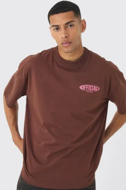 Oversized Extended Neck Official Back Print T-Shirt | BoohooMAN UK