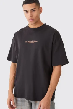 Oversized Extended Neck Printed T-shirt | BoohooMAN UK