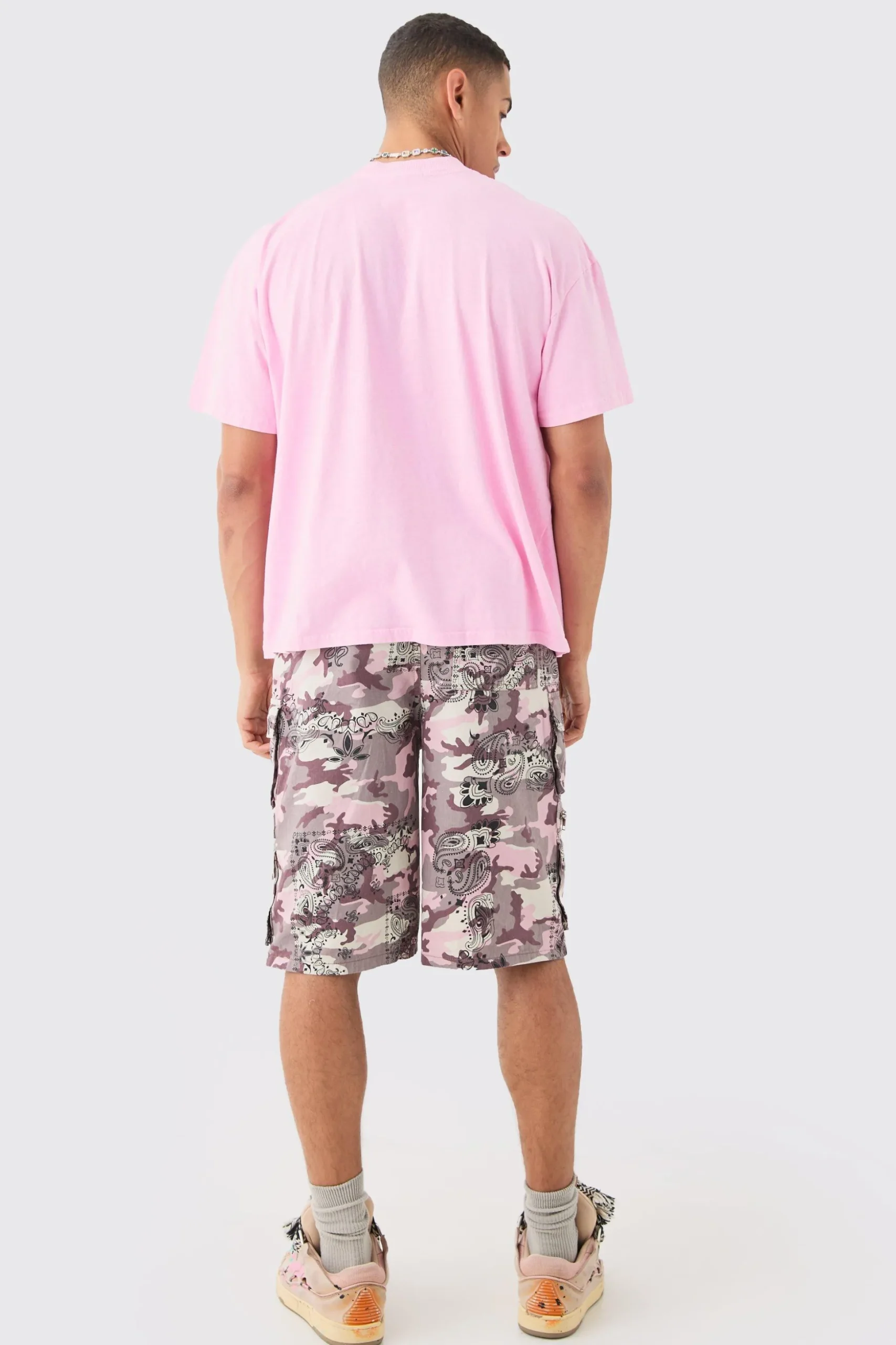 Oversized Extended Neck Puff Print Disco Ball Wash T-shirt | BoohooMAN UK