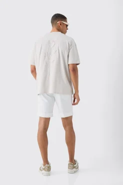 Oversized Extended Neck Rose Embossed T-shirt | BoohooMAN UK