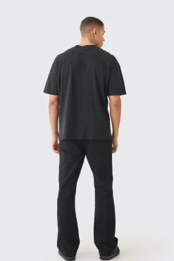 Oversized Extended Neck Rib Cage Puff Print T-shirt | BoohooMAN UK